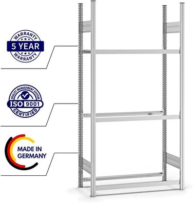 Регулятор для шин PROREGAL | Поличкова стійка | 200x100x40 см | 3 рівня | Макс. навантаження 150 кг | Оцинкована сталь | Стійка для шин у гараж
