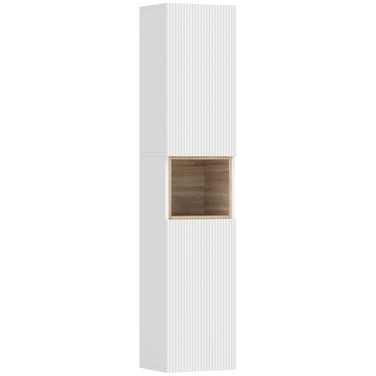 Вільна шафа для ванної кімнати з 2 дверцятами та відкритою полицею, біла