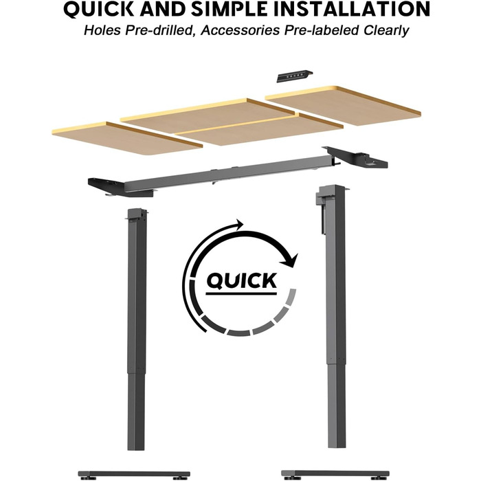 Регульований стіл, електричний, 120x60 см, 3 функції пам'яті, з кабелеуправлінням та гачками. Дерев'яний колір