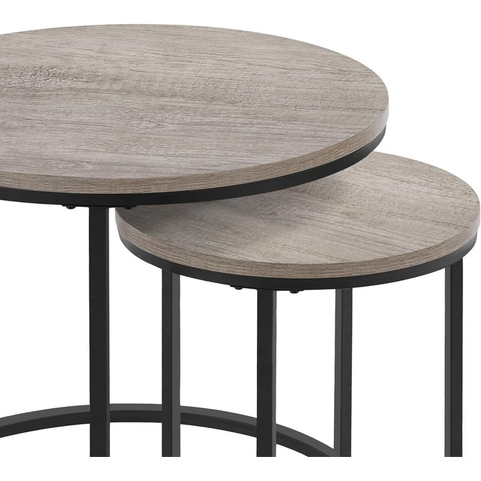 Набір Yaheetech з 2 журнальних столиків Журнальний столик Круглий гніздовий стіл Журнальний столик з металевим каркасом Стіл для вітальні Диванний стіл сучасного дизайну Маленький столик, сірий