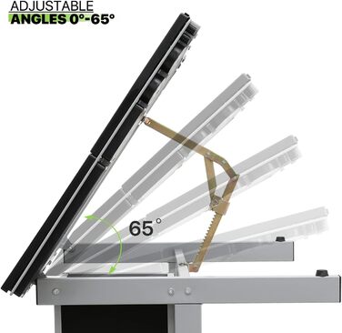 Регульований стіл для малювання Magshion з нахиленою скляною стільницею, переносний з 2 шухлядами та колесами, для художників, студентів (прозорий)