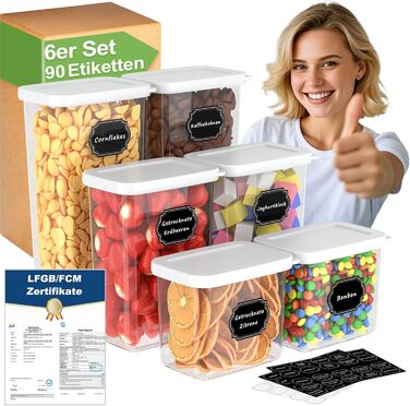 Герметичні контейнери для зберігання продуктів з кришкою, набір 6 шт (до 1,8л)