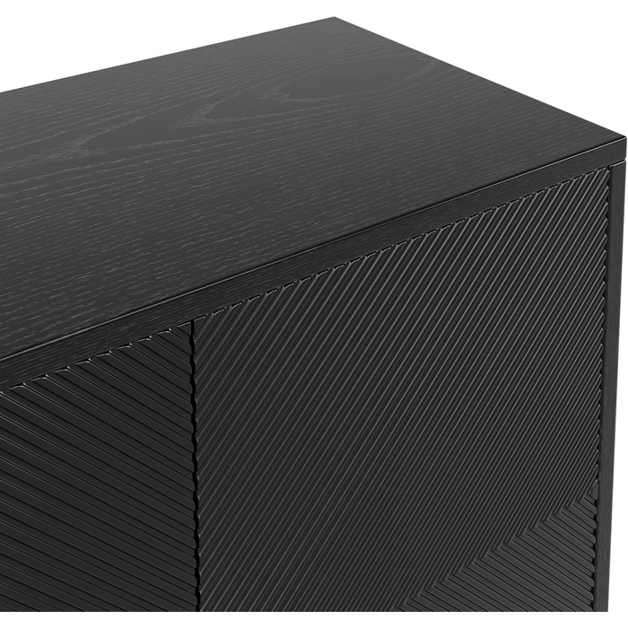 Комод з подвійними дверцятами та 3 висувними ящиками, 140x40x76 см (160x40x82 см), чорний