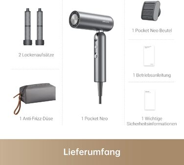 Фен Dreame Hair Gleam Pocket Neo: Швидка сушка, іонізація, регулювання температури, рожевий