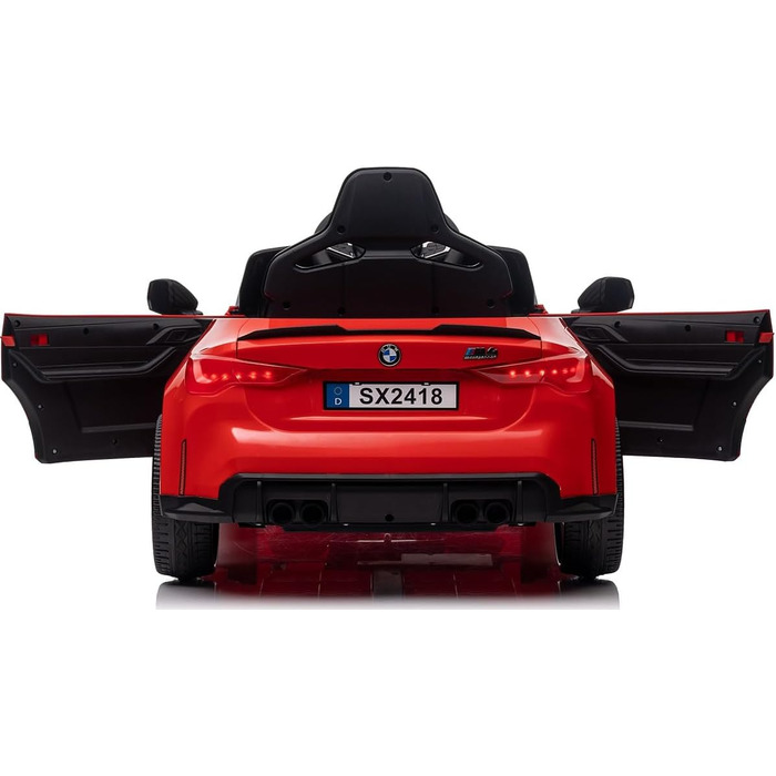 Дитячий електромобіль BMW M4 MPower 90W, EVA колеса, шкіряне сидіння, 12V 10Ah, Bluetooth, пульт, червоний