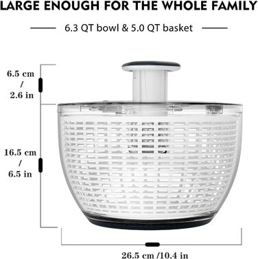 Салатниця-віджимник Ourokhome, 6.3 л, чорна - для овочів, зелені, фруктів