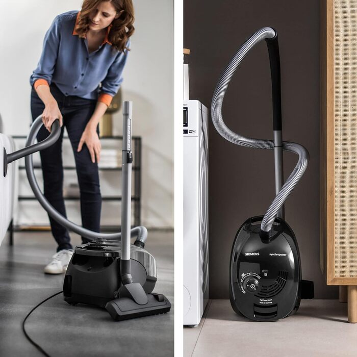 Пылесос Siemens Staubsauger synchropower VS06A212 с мешком: для паркета, коврів, плитки, з фільтром гігієни, чорний, 600 Вт
