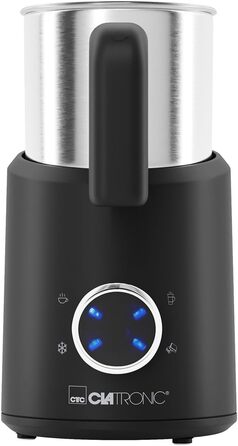 Електричний пінозбивач Clatronic MS 3812 | з підігрівом | для теплих та холодних напоїв | 740 мл | Чорний-inox | Модель 2024