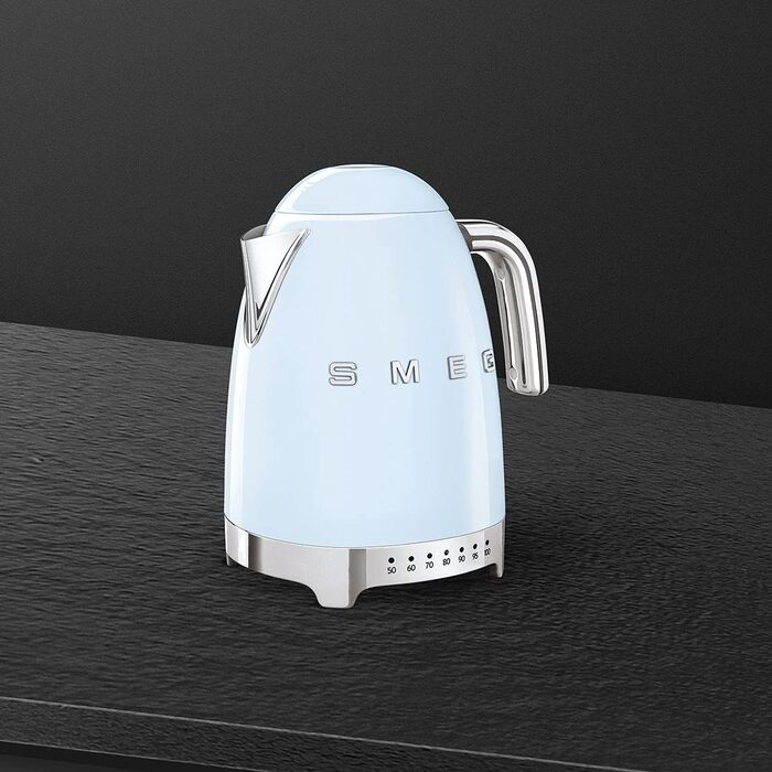Електричний чайник Smeg KLF04PBEU 1,7L з регулюванням температури, фільтр від накипу, індикатор рівня води, 2400W, пастельно-блакитний