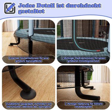 Батут дитячий JUMMICO з захисною сіткою Ø145 см, до 50 кг, блакитний - для дому та вулиці, від 3 років