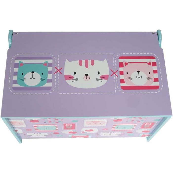 Стиль для дому Іграшкова скриня Ящик для іграшок Дитяче сидіння Скриня Лавка для зберігання для дитячої кімнати, рожевий, дерев'яний (60 x 36 x 39 см) (W-фіолетовий)