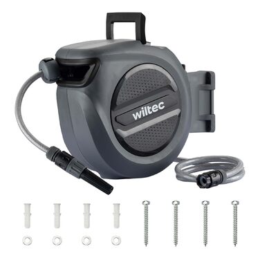 XPOtool Шланг-катушка на стіну з автозмотуванням та 15м водяного шлангу для поливу саду