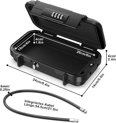 Портативний сейф, водонепроникний, з 4-значним кодом, захисний ящик із дротяним тросом для подорожей і активного відпочинку