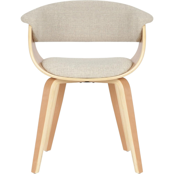 Стільці для їдальні CLP Bruce з тканинним покриттям, дерев'яним каркасом, чорного кольору для їдальні або кухні | Крісло витримує до 150 кг, колір: каркас - горіх (дерево (натуральне), кремовий)