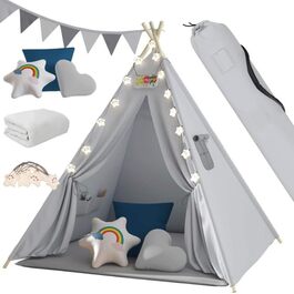 Дитяче намет Kinder Tipi Julia сірий/блакитний 120x120x160 см