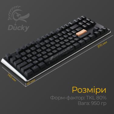 Механічна клавіатура Ducky One 3 TKL Cherry MX Blue RGB Black UA