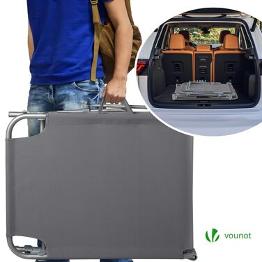 Набір з 2 шезлонгів Vounot, розкладні, для саду, басейну, тераси, сірого кольору. З сонцезахистом та регульованою спинкою.