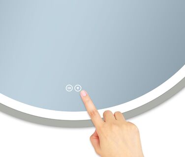 LED дзеркало для ванної кімнати Home Glow круглої форми 80 см з підсвічуванням, антизапарювання, сенсорним вимикачем та металевим каркасом (срібний)