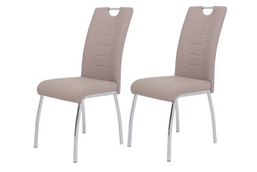 Обідній стілець Hela Tische Andrea, штучна шкіра, хром, 100x43x64 см (набір 2 шт, капучино)