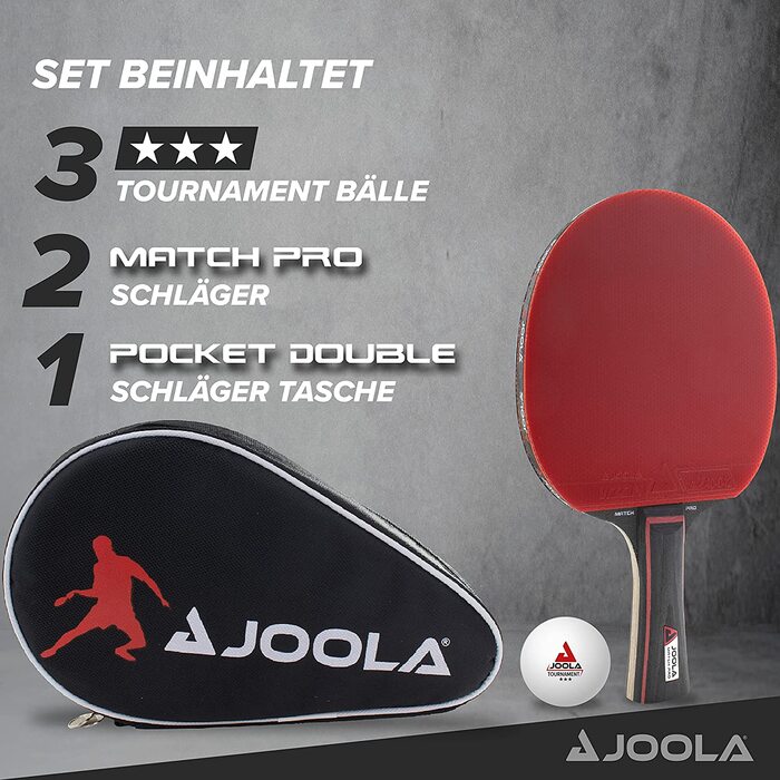 Набір для настільного тенісу JOOLA Duo PRO 2 ракетки для настільного тенісу 3 м'ячі для настільного тенісу чохол для настільного тенісу, Червоний/Чорний, 6 предметів і комплект з 31009 сіток для дорослих унісекс ТТ Avanti сітка для настільного тенісу, чор