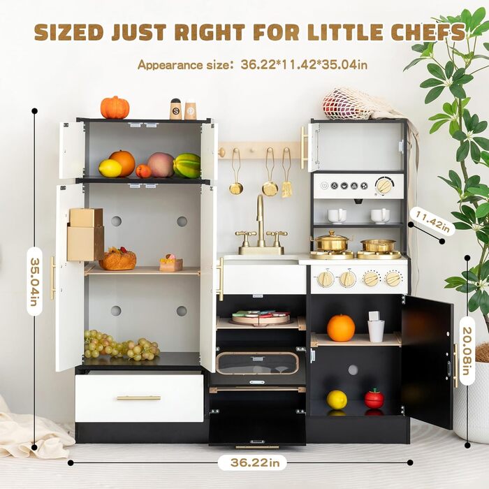 Дерев'яна іграшкова кухня для дітей – інтерактивний набір з 12 аксесуарами, від 3 років