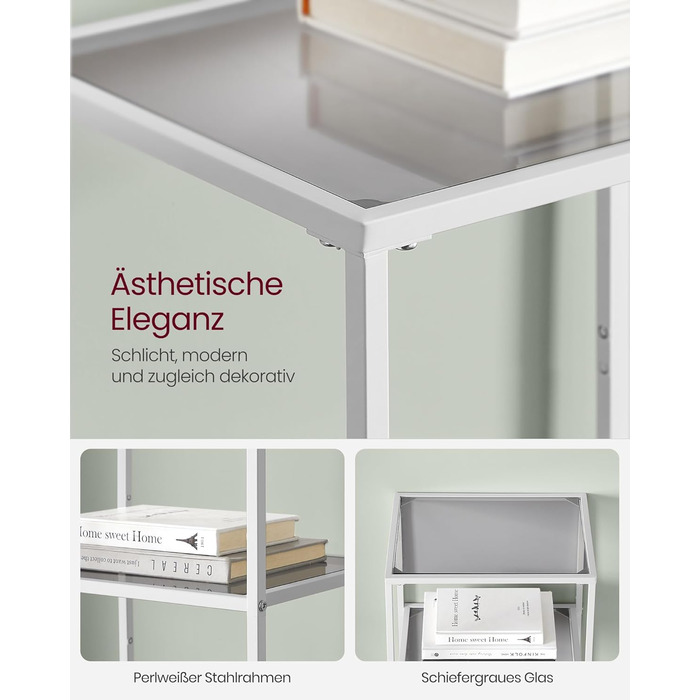 Регал VASAGLE з 5 полицями, для ванної кімнати, вітальні, кухні, офісу, скло, метал, LGT029A01