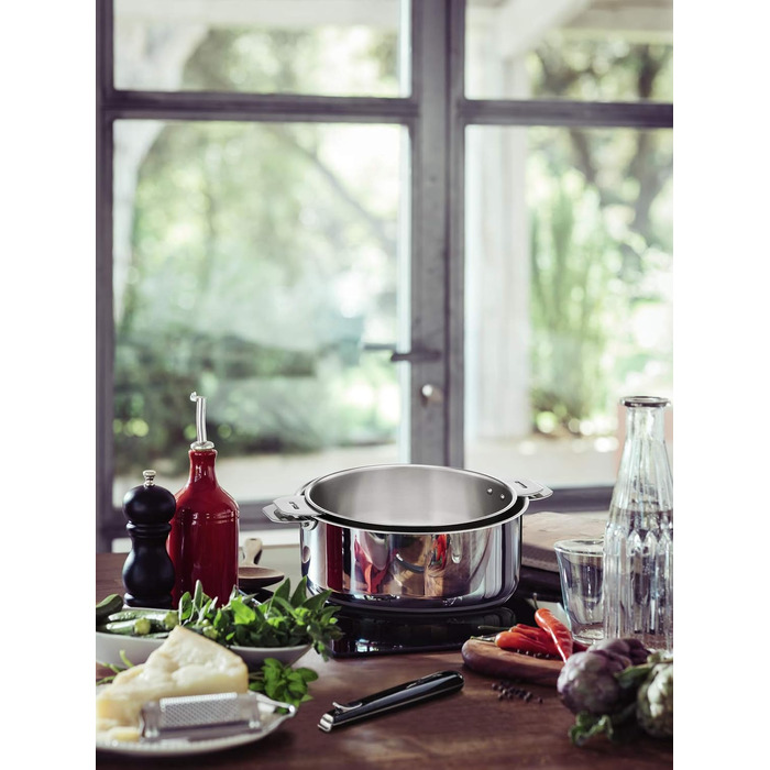 Каструля Lagostina Salvaspazio з нержавіючої сталі 18/10, діаметр 24 см, для всіх типів плит та духовок до 250°C, складна, з тришарим дном Lagotherm