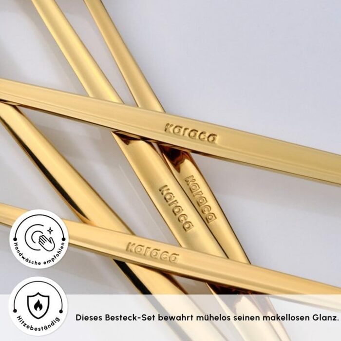 Набір столових приборів Karaca Orion Gold 60 предметів для 12 осіб - нержавіюча сталь, ножі, виделки, ложки, блискучі ножі та виделки, кухонний набір
