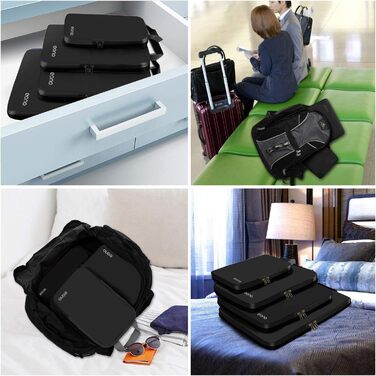 Набір компресійних органайзерів для одягу в подорожі Eono by Amazon, 4 шт, темно-синій — стисні навісні сумки для валізи та рюкзака