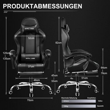 Ігрове крісло GTPLAYER з масажем чорне