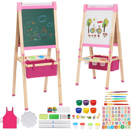 Дитяча мольберт-дошка Maltafel рожевого кольору з сумкою, регульована висота, двосторонній, з рулоном паперу, для дітей від 4 років