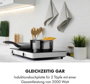 Індукційна плита Klarstein FutureChef Doppel - 3000 Вт, 2 зони, чорна, з LED-дисплеєм та таймером