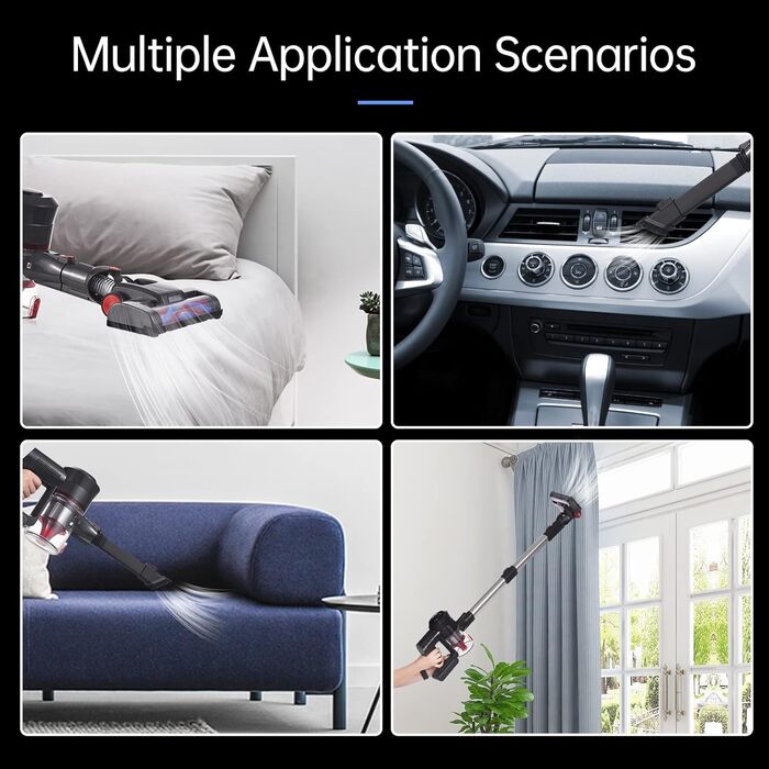 Акумуляторний пилосос Kavolet 25 KPa, 40 хв роботи, 2-в-1 для дому та авто, з насадкою для щілин та щіткою