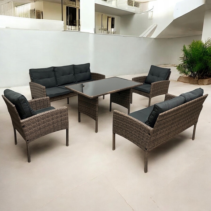 Комплект садових меблів IdealGarden із техноротанга, коричневий, 5 предметів