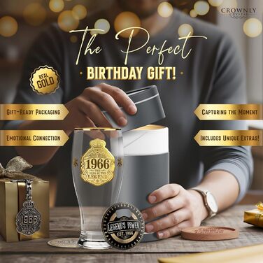 Пивний келих з гравіюванням 570 мл, 50 років, персоналізований подарунок для чоловіка, тата, декор, листівка на ювілей (1966)