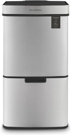 Сміттєвий бак Les Collectors з нержавіючої сталі, 69 л, 3 відсіки (47+11+11 л), автоматичне відкриття, інфрачервоний датчик, тиха закриття, дизайн з нержавіючої сталі
