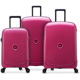 Набір з 3-х жорстких кейсів Надлегкий багаж - Ручна поклажа 55см Середня валіза 76см - Велика валіза 82см - Малинова