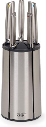 Joseph Joseph Elevate - Набір ножів з обертовим підставою (5 шт.) з нержавіючої сталі, японські леза, антифронт покриття, неслизьке дно