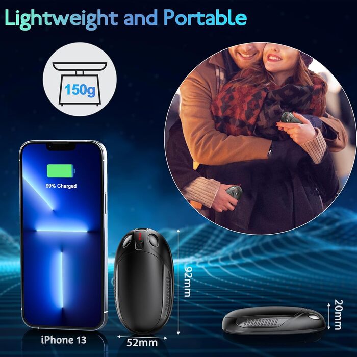 Електричні грілки для рук, набір 2 шт. - перезаряджувані, портативні, 4 режими нагріву. Ідеальний подарунок для спорту, гольфу, кемпінгу