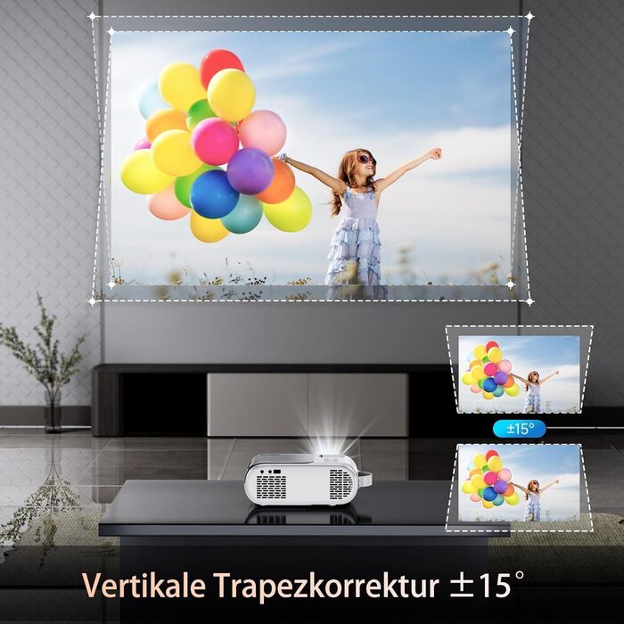 Mini-Beamer 10000 люменів, 1080P LED проектор, сумісний з TV Stick, X-Box, DVD, ноутбуком, смартфоном, Android, HDMI, USB, 5G WiFi, Bluetooth AND-Q2