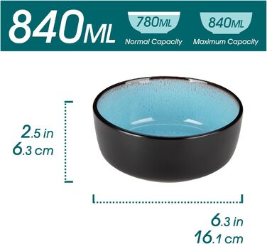 Набір посуду Vancasso AMBER на 12 осіб, 48 предметів: тарілки обідні, десертні, супові, миски (блакитний, реактивна глазур, для посудомийної машини)