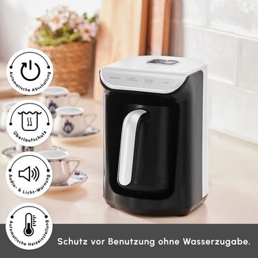 Кавомашина KARACA Hatır для приготування турецького кави з функцією обсмажування, 535W, 5 чашок, автоматичне нагрівання, антрацит