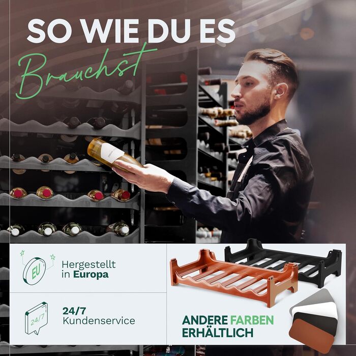 Стійка для пляшок Novaliv на 36 пляшок з переробленого пластику, розширювана, чорна, для вина та напоїв