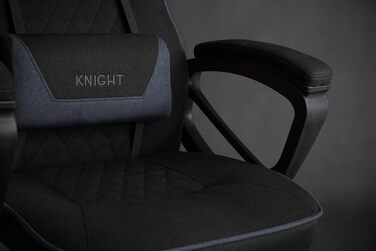 Ігрове крісло SENSE7 Knight, ергономічне ігрове крісло з регульованою поперековою подушкою, ігрове крісло з функцією гойдалки, м'які підлокітники, офісне крісло до 120 кг, крісло для ПК чорно-сіре (тканина, чорно-синій)