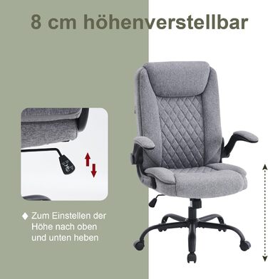 Офісний крісло CASTLOVE Ергономічне, для дому та офісу, сірого кольору, з підлокітниками, регулюванням висоти та нахилу, з підголівником, 150 кг, тканина