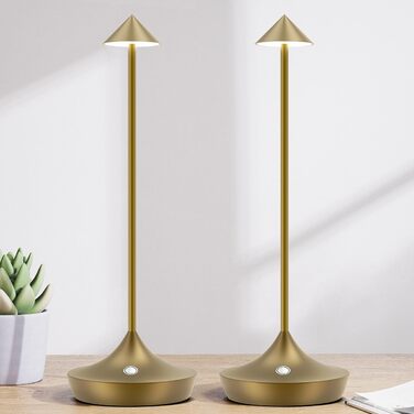 LED настільна лампа Hapfish 2 шт. бездротова, регульована яскравість, водонепроникна, акумуляторна, для дому та вулиці, бронзова