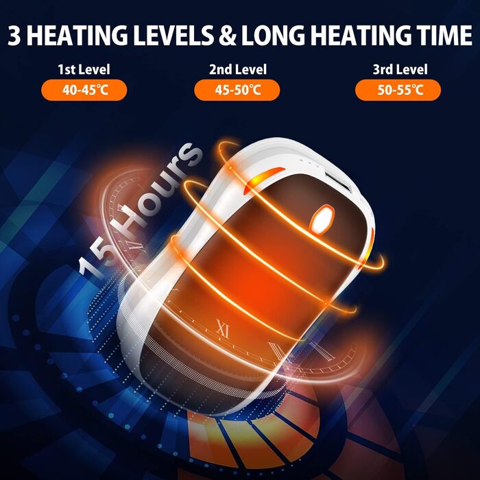 Електричний ручний гріє 5000mAh, 2 шт. - багаторазовий кишеньковий гріє для активного відпочинку, зимовий подарунок для дітей, жінок та чоловіків (чорний)