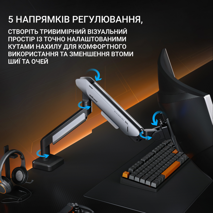 Настільне кріплення для монітора Anda Seat Stealth PRO II 17’’-42’’ Titanium