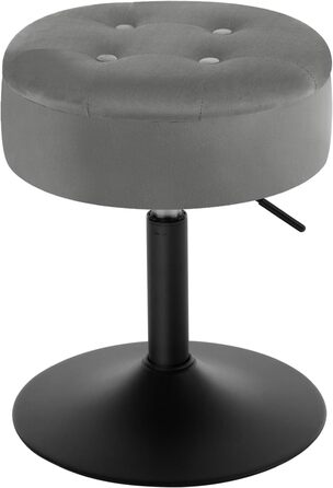 Крісло для туалетного столика WOLTU BH329sz-1, пуф з місцем для зберігання, регульована висота, обертається на 360°, сірий велюр