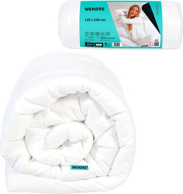 Пухова ковдра 135x200 см – середньої теплоти, мікрофібра, сертифікат Oeko-Tex, для алергіків, дихаюча, виготовлена в ЄС, пральна, ковдра 135x200